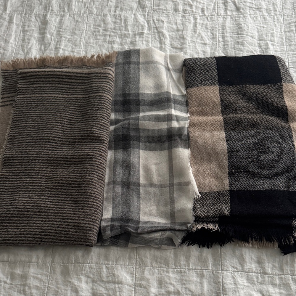 Striped and Plaid Scarves set bundle